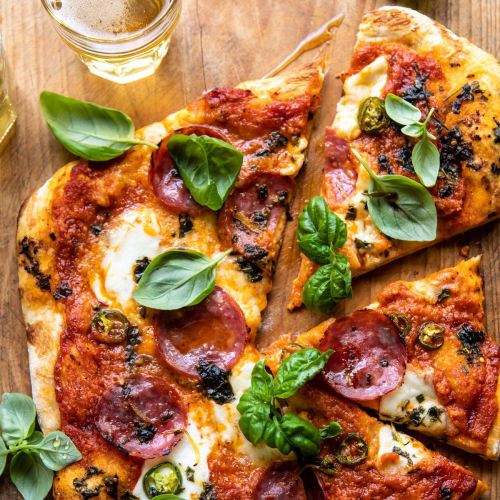 Pizza with salami Italian style